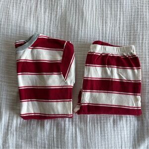 • BURTS BEES STRIPED RED AND WHITE UNISEX CHRISTMAS PAJAMAS SIZE 10 •